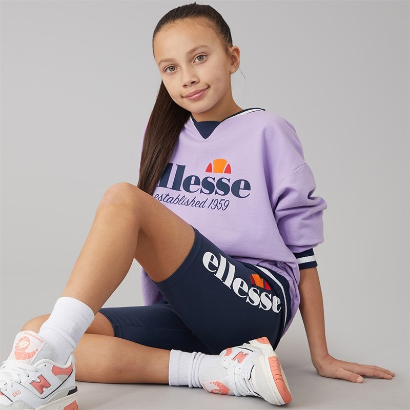 Ellesse Junior Girls Marcella Logo Sweatshirt And Shorts Set Light Purple 302 - Image 1