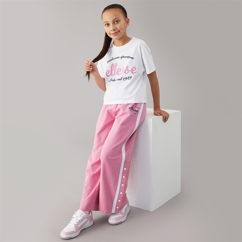 Ellesse Junior Girls Mariella T-Shirt And Popper Track Pants Set Pink 814 - Image 1