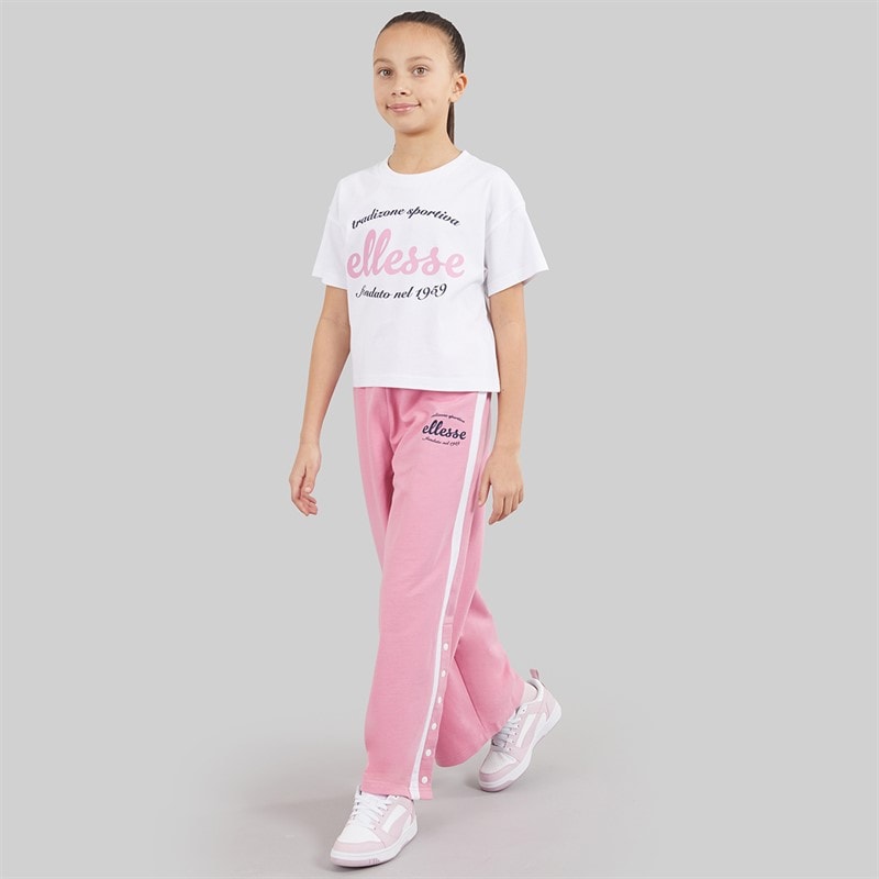 Ellesse Junior Girls Mariella T-Shirt And Popper Track Pants Set Pink 814 - Image 4