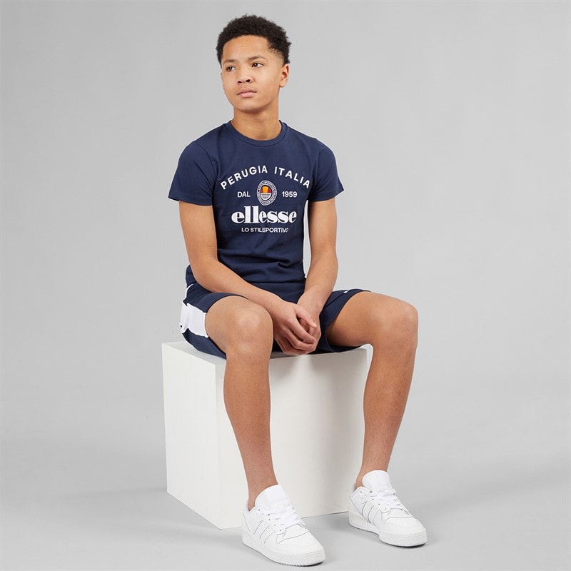 Ellesse Junior Boys Vincent T-Shirt And Shorts Three Pack Set Navy 429 - Image 3