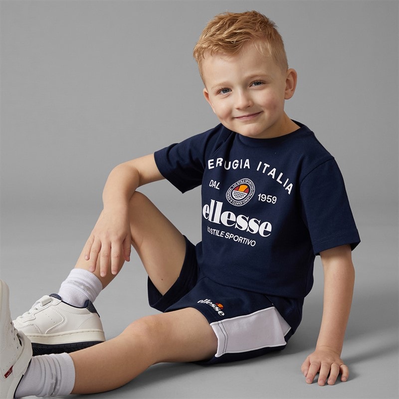 Ellesse Boys Vincent T-Shirt And Shorts Three Pack Set Navy 429 - Image 4