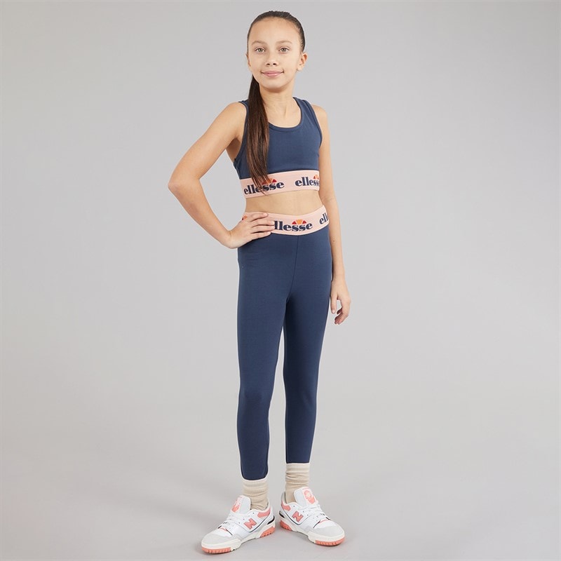 Ellesse Junior Girls Teresa Logo T-Shirt Bra Top And Legging Three Piece Set Navy 429 - Image 3
