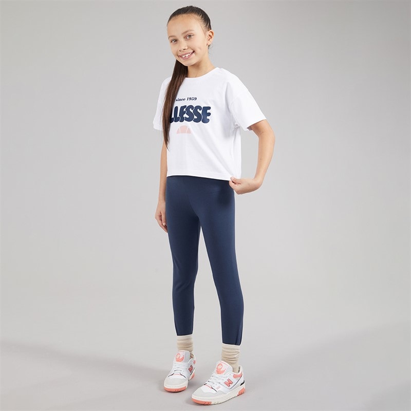 Ellesse Junior Girls Teresa Logo T-Shirt Bra Top And Legging Three Piece Set Navy 429 - Image 4