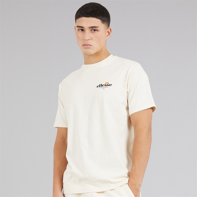 Ellesse Mens Lyon Relaxed Fit Back Logo T-Shirt Off White - Image 2