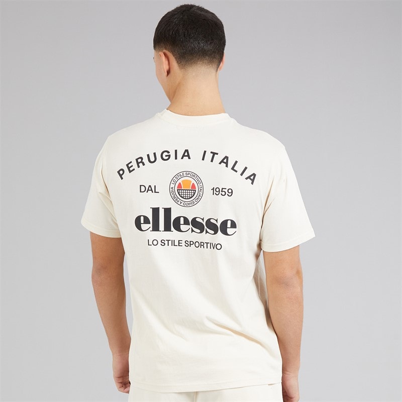 Ellesse Mens Lyon Relaxed Fit Back Logo T-Shirt Off White - Image 3