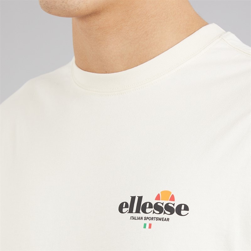 Ellesse Mens Lyon Relaxed Fit Back Logo T-Shirt Off White - Image 5