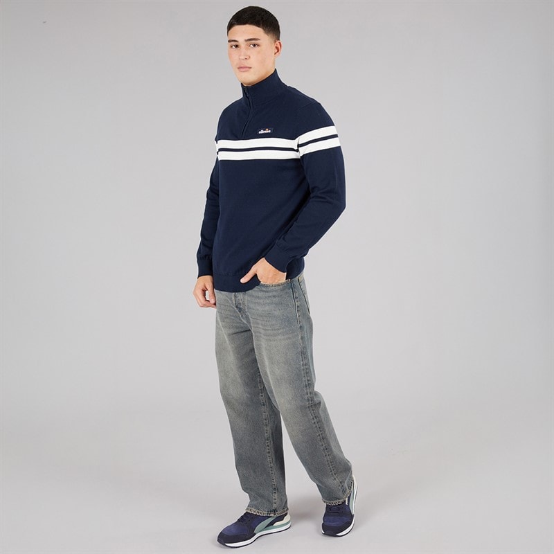Ellesse Mens Dison 1/2 Zip Knitted Jumper Navy - Image 4