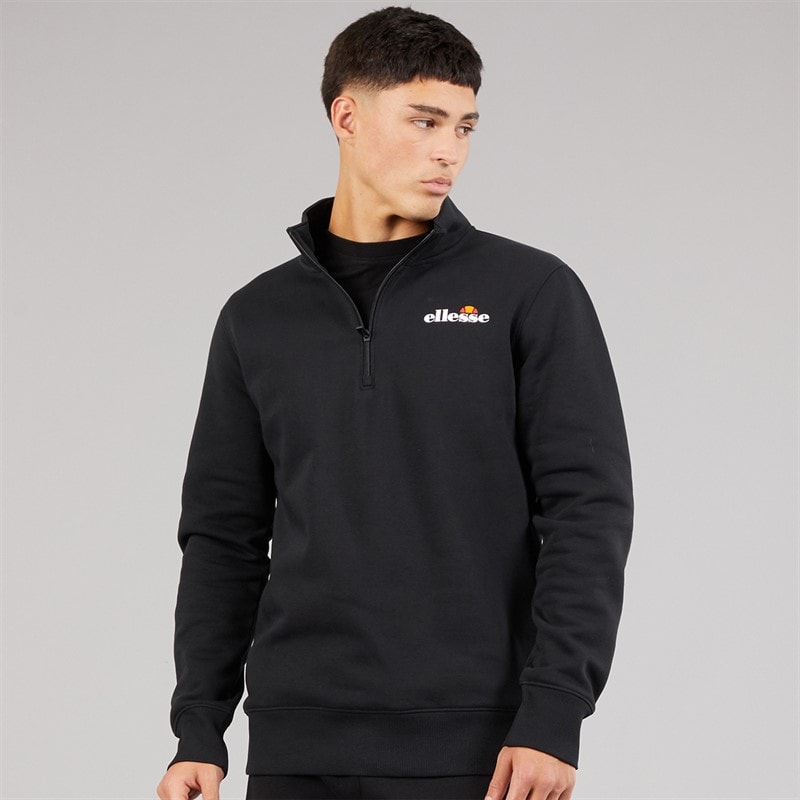 Ellesse Mens Benevento 1/4 Zip Sweatshirt Black
