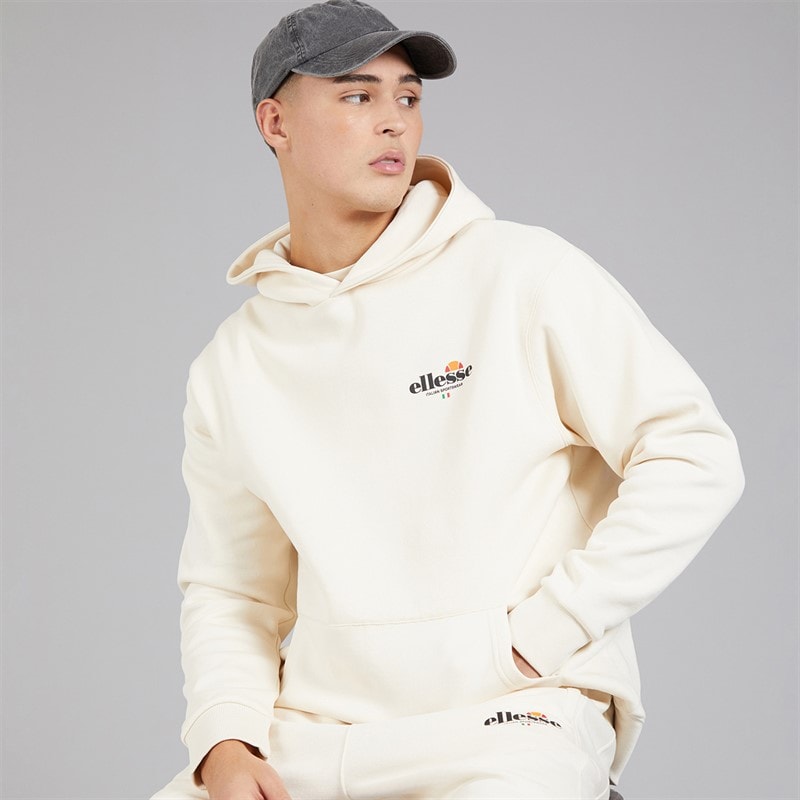 Ellesse Mens Recke Relaxed Fit Hoodie Off White - Image 2
