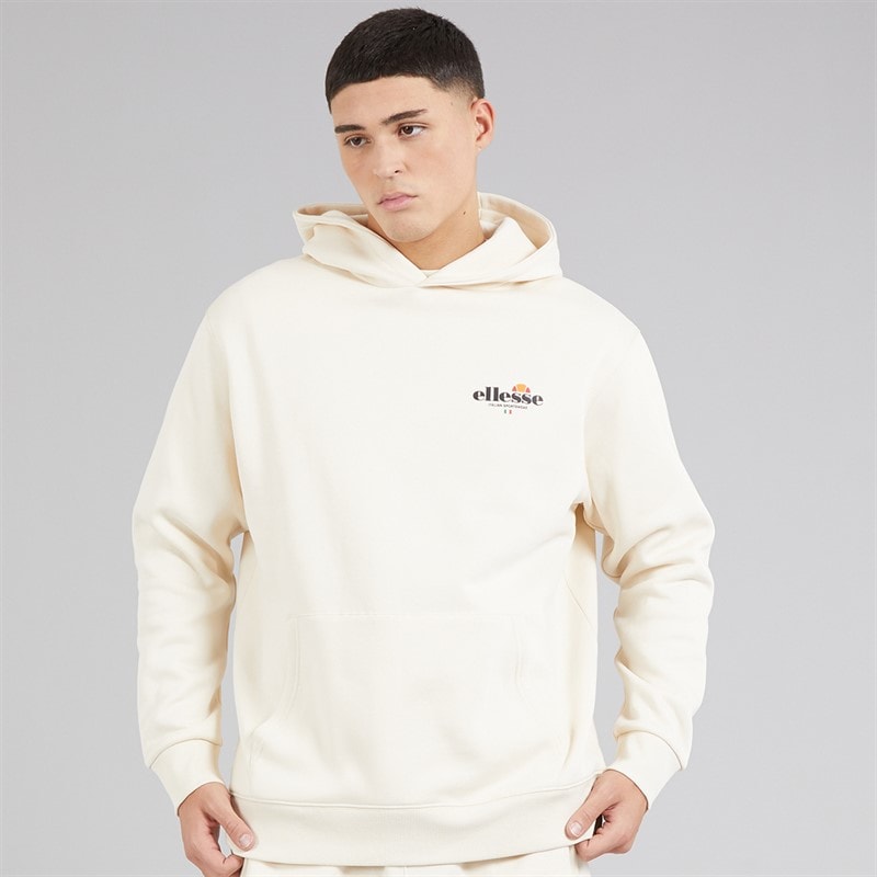 Ellesse Mens Recke Relaxed Fit Hoodie Off White - Image 3