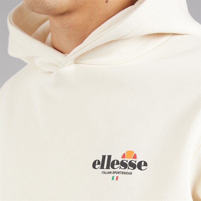 Ellesse Mens Recke Relaxed Fit Hoodie Off White - Image 5