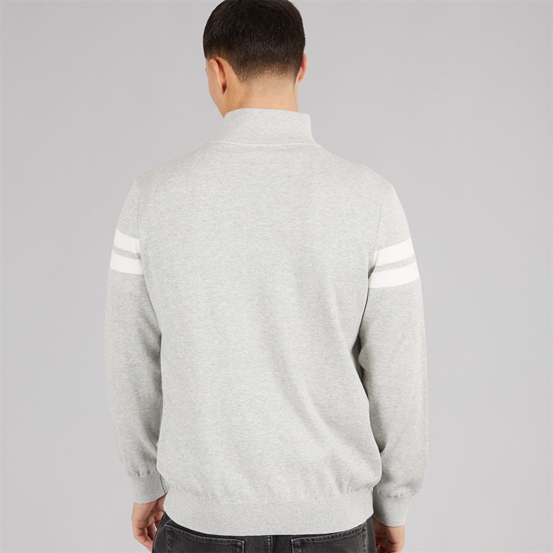 Ellesse Mens Dison 1/2 Zip Knitted Jumper Light Grey Marl - Image 2