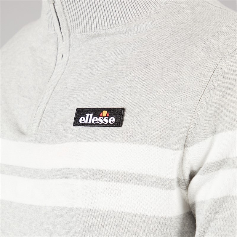 Ellesse Mens Dison 1/2 Zip Knitted Jumper Light Grey Marl - Image 3