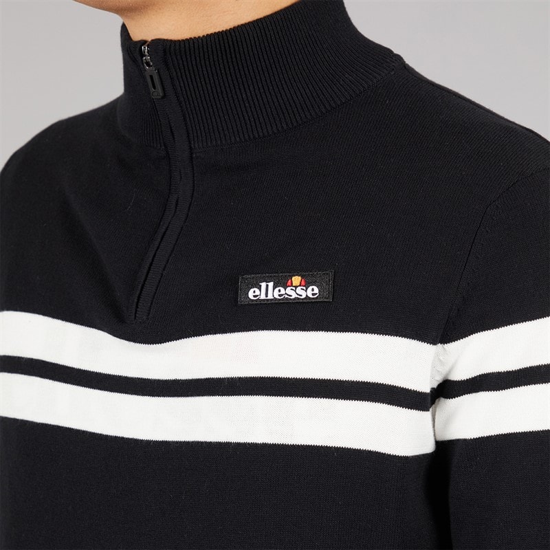 Ellesse Mens Dison 1/2 Zip Knitted Jumper Black - Image 3