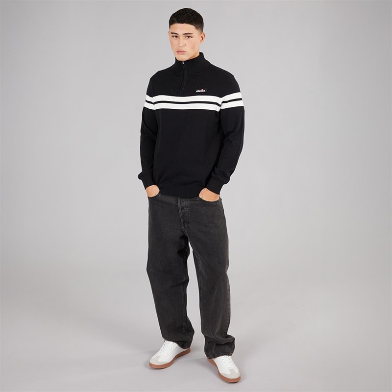 Ellesse Mens Dison 1/2 Zip Knitted Jumper Black - Image 4