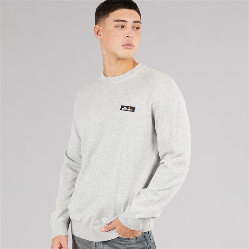 Ellesse Mens Doyle Knitted Jumper Light Grey Marl