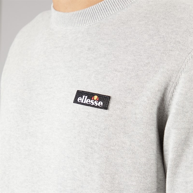 Ellesse Mens Doyle Knitted Jumper Light Grey Marl - Image 3