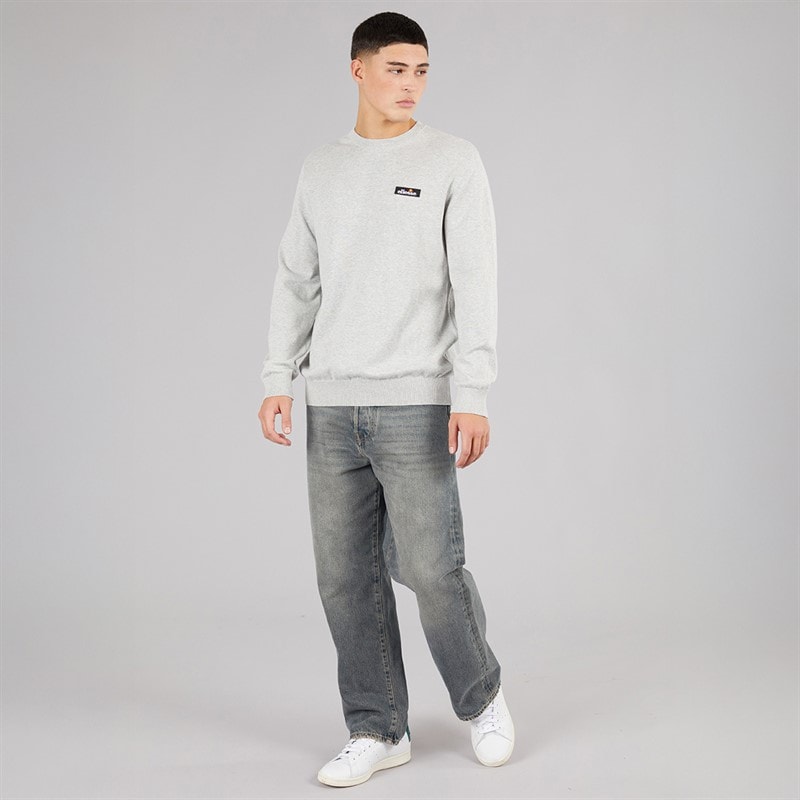 Ellesse Mens Doyle Knitted Jumper Light Grey Marl - Image 4