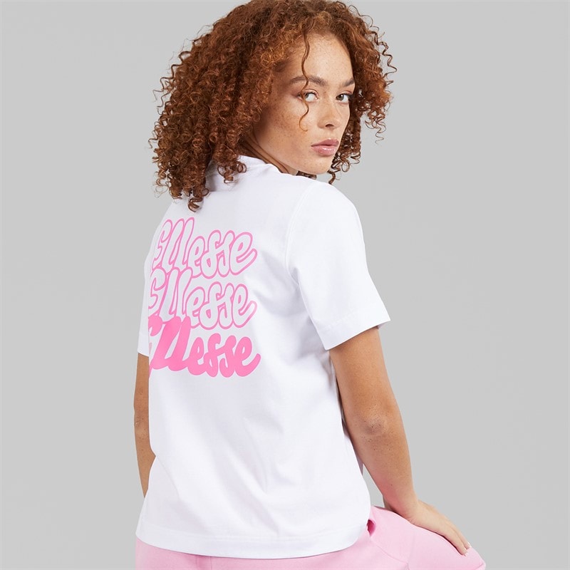 Ellesse Womens Ivana T-Shirt White/Bright Pink - Image 1