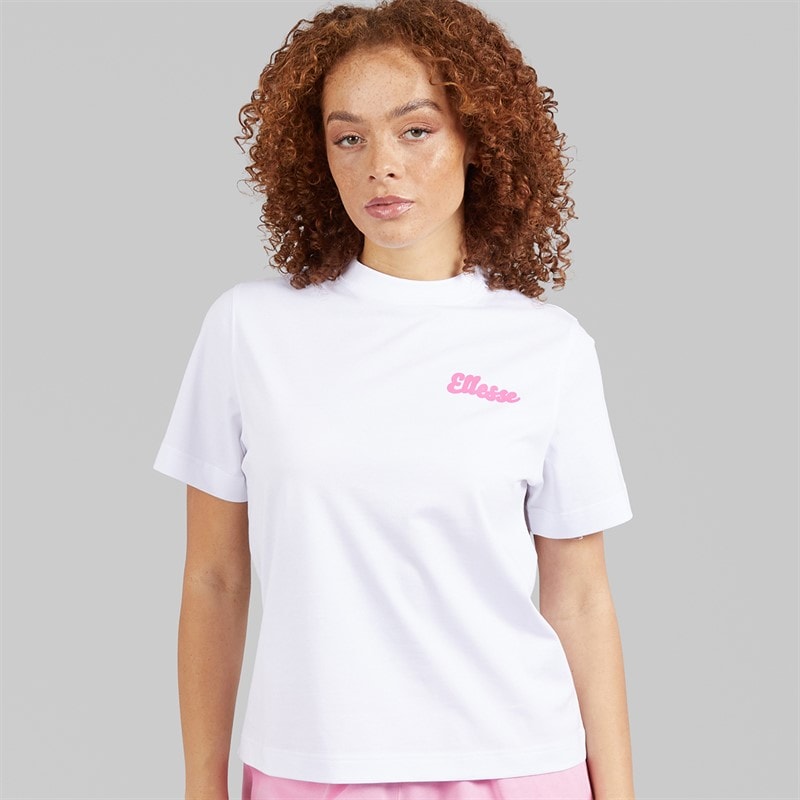 Ellesse Womens Ivana T-Shirt White/Bright Pink - Image 2