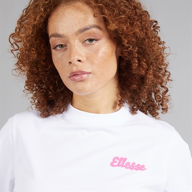 Ellesse Womens Ivana T-Shirt White/Bright Pink - Image 5