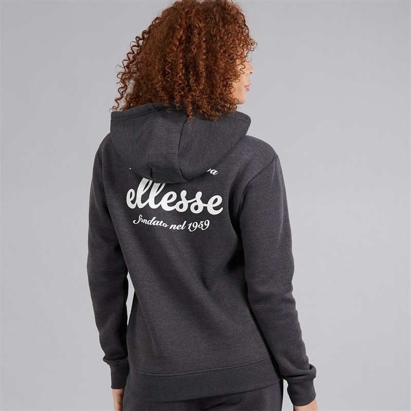 Ellesse Womens Pinebuff Hoodie Dark Grey Marl - Image 3