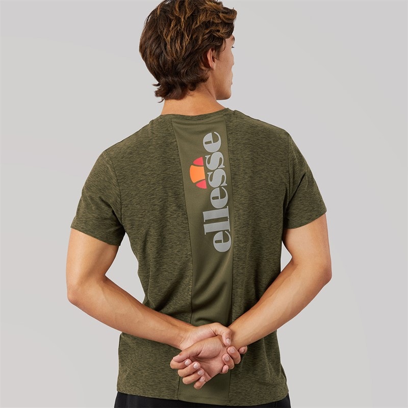 Ellesse Mens Dundalk Running Top Khaki Marl