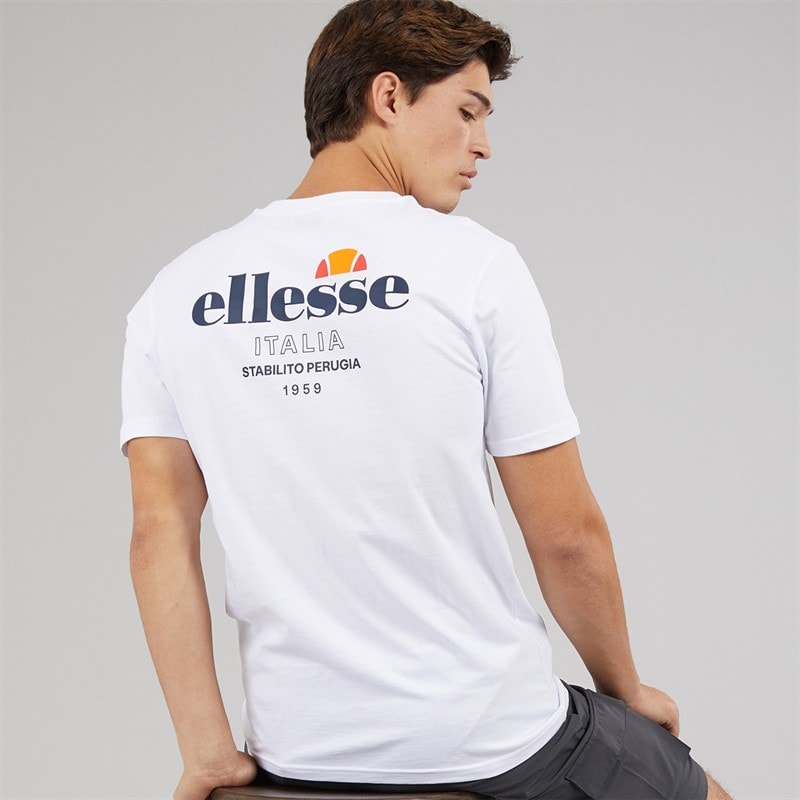 Ellesse Mens Ostea Back Graphic T-Shirt White