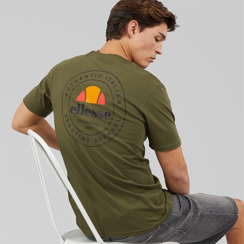 Ellesse Mens Licola Back Graphic T-Shirt Khaki
