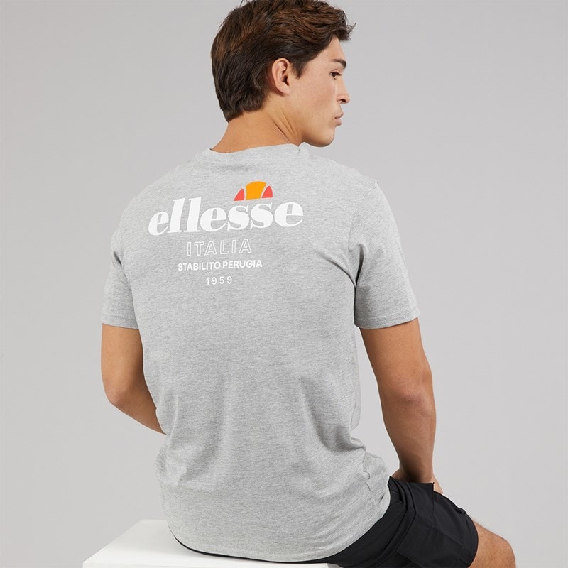 Ellesse Mens Ostea Back Graphic T-Shirt Light Grey