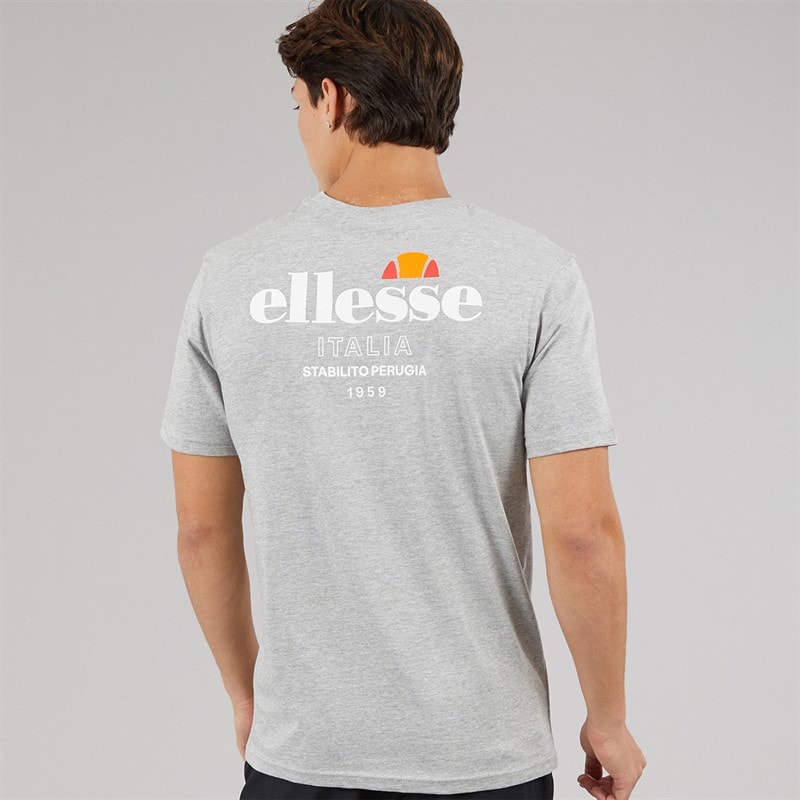Ellesse Mens Ostea Back Graphic T-Shirt Light Grey - Image 3