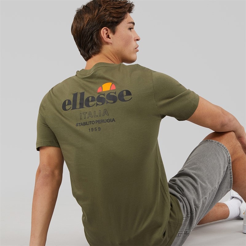 Ellesse Mens Ostea Back Graphic T-Shirt Khaki