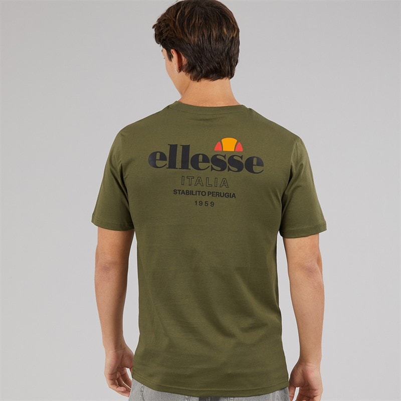 Ellesse Mens Ostea Back Graphic T-Shirt Khaki - Image 3