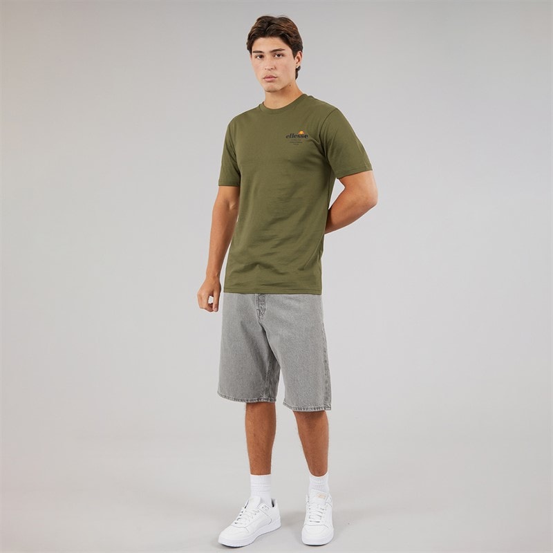 Ellesse Mens Ostea Back Graphic T-Shirt Khaki - Image 4