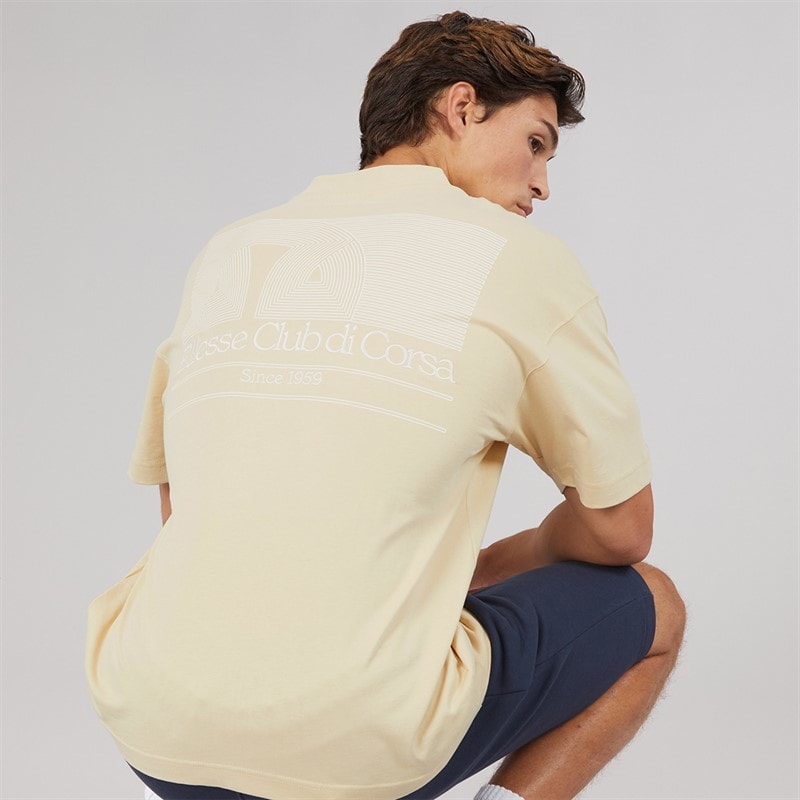 Ellesse Mens Club Di Corsa Back Graphic T-Shirt Stone - Image 1