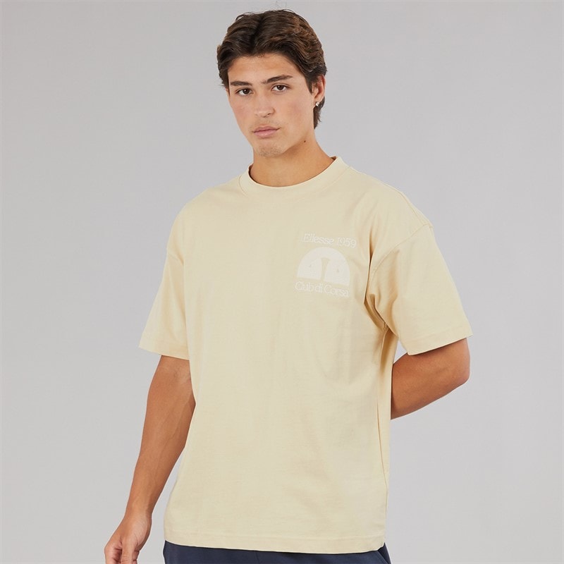 Ellesse Mens Club Di Corsa Back Graphic T-Shirt Stone - Image 2