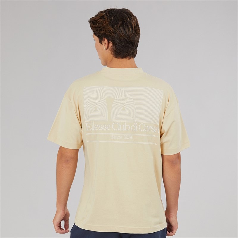 Ellesse Mens Club Di Corsa Back Graphic T-Shirt Stone - Image 3