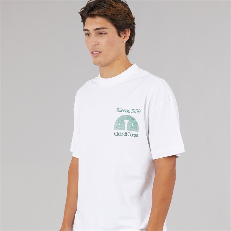 Ellesse Mens Club Di Corsa Back Graphic T-Shirt White - Image 2