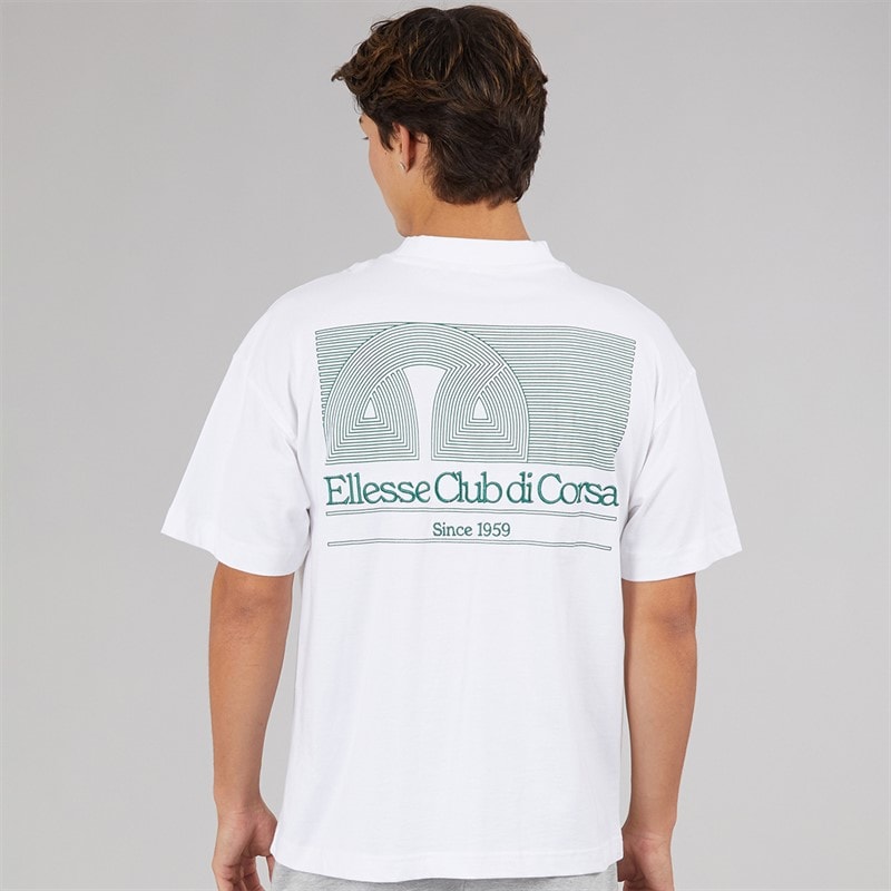 Ellesse Mens Club Di Corsa Back Graphic T-Shirt White - Image 3