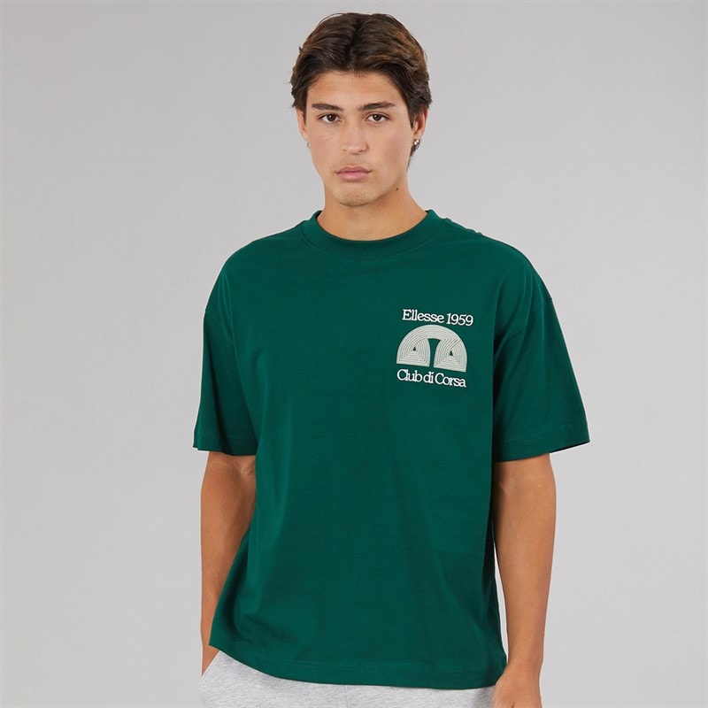 Ellesse Mens Club Di Corsa Back Graphic T-Shirt Dark Green - Image 2