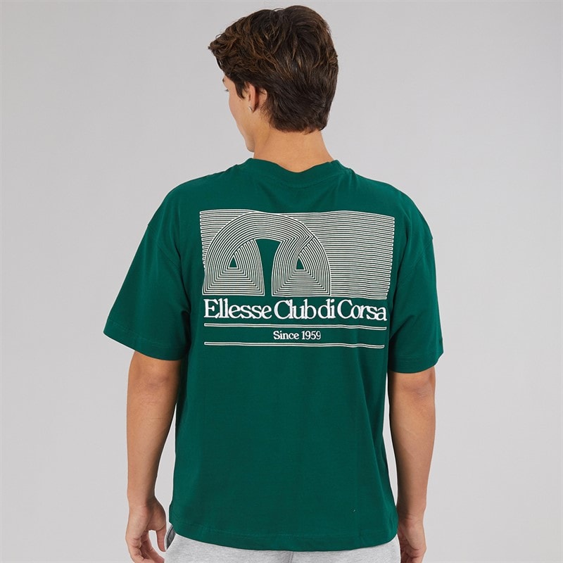 Ellesse Mens Club Di Corsa Back Graphic T-Shirt Dark Green - Image 3