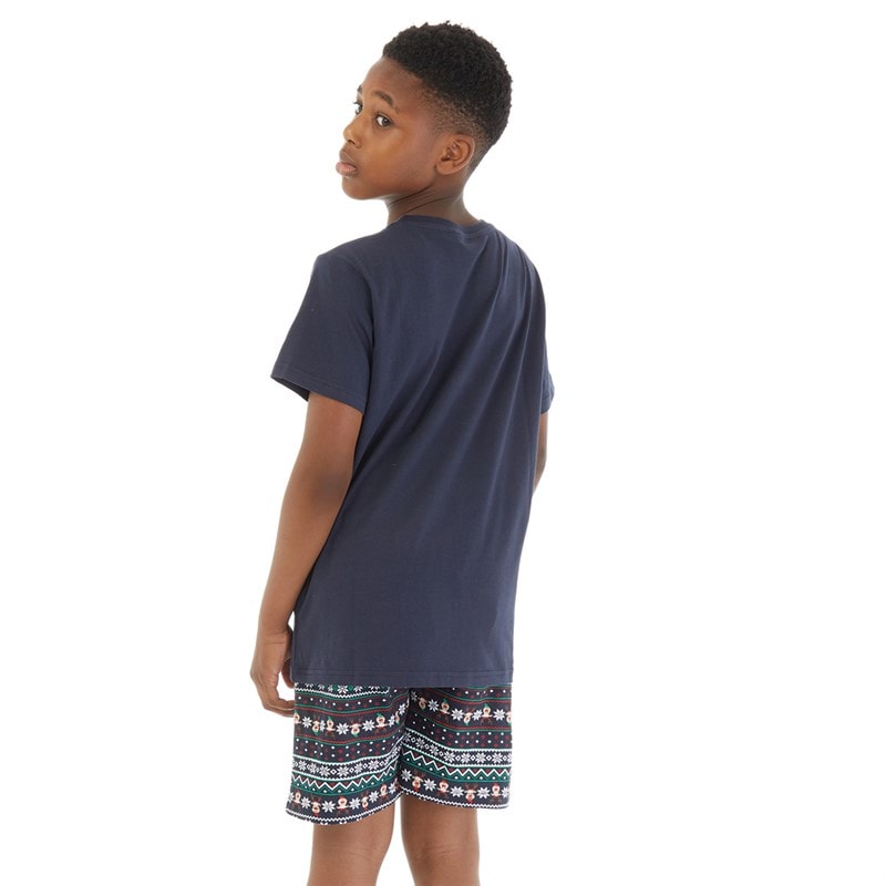 Fluid Boys Christmas Reindeer Pyjamas Shorts Set Multi - Image 2