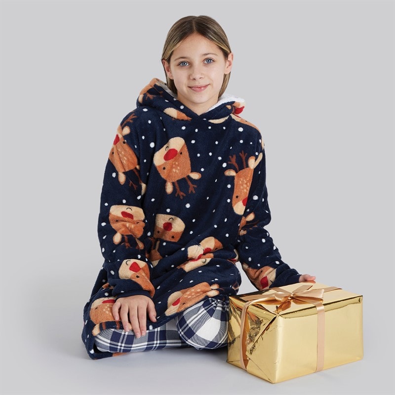 Fluid Kids Christmas Reindeer AOP Oversized Blanket Hoodie Multi - Image 5