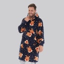 Fluid Mens Christmas Reindeer AOP Oversized Blanket Hoodie Multi