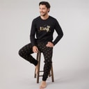 Fluid Mens Matching King Pyjama Set Black