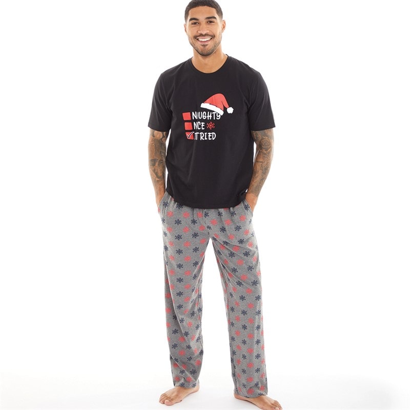 Fluid Mens Christmas Pyjama Set Black/Red - Image 1