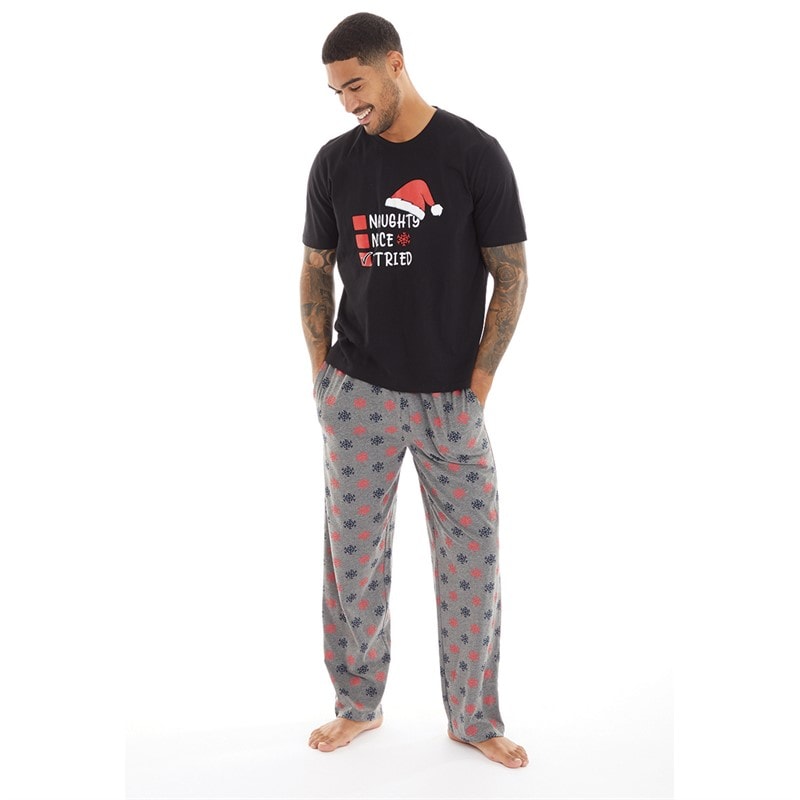 Fluid Mens Christmas Pyjama Set Black/Red - Image 3