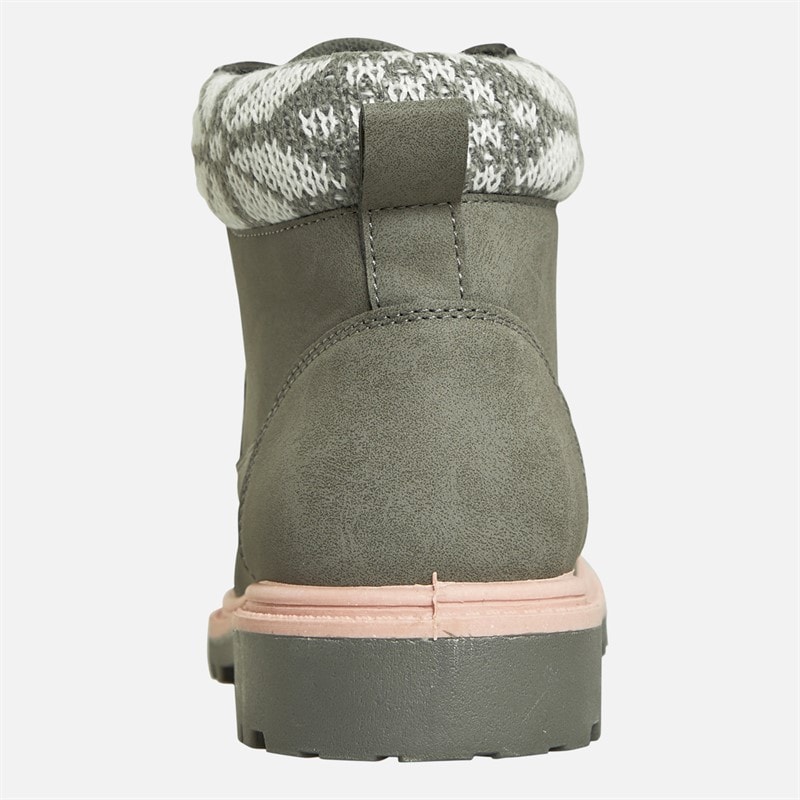 Fluid Girls Cleat Sole Lace Up Boots Grey/Pink - Image 3