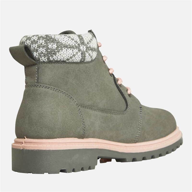 Fluid Girls Cleat Sole Lace Up Boots Grey/Pink - Image 5