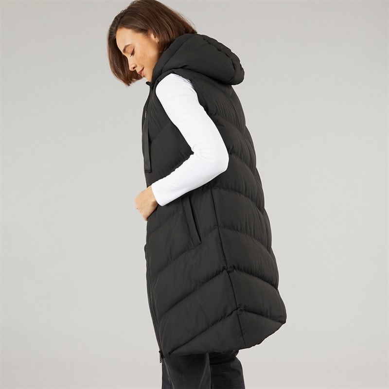 Fluid Womens Longline Hooded Gilet Black - Image 2